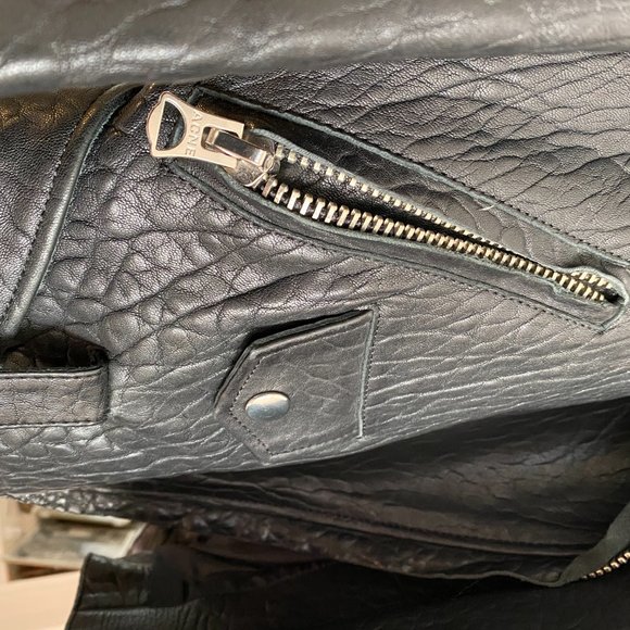 Acne Studios Mape Black Leather Jacket sz 38 - Picture 7 of 11